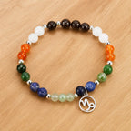 Capricorn zodiac gemstone bracelet displayed on wooden surface highlighting handcrafted crystal bead design and quality.