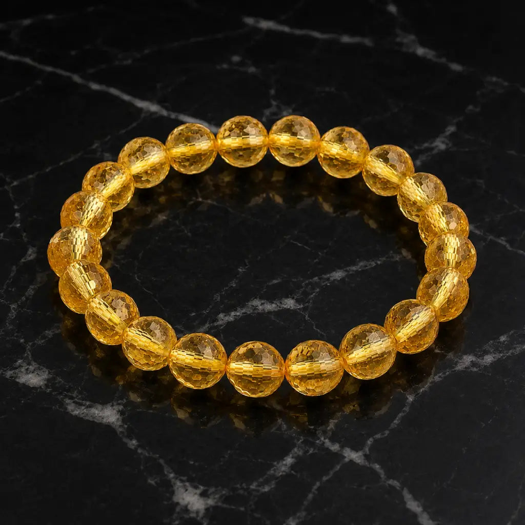 Citrine jewelry with sparkling gemstone bracelet on dark marble background for luxury visual appeal