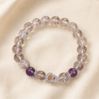 Healing crystal bracelet with smoky quartz and amethyst beads designed for balanced energy and style