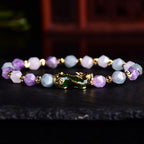 Amethyst Pixiu Bracelet with Modern Geometric Charm
