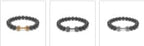 Dumbbell bracelet variant strip, showing gold-tone, silver-tone, and gun-black FIT LIFT centerpieces paired with matte black agate beads on a simple white background for reference.
