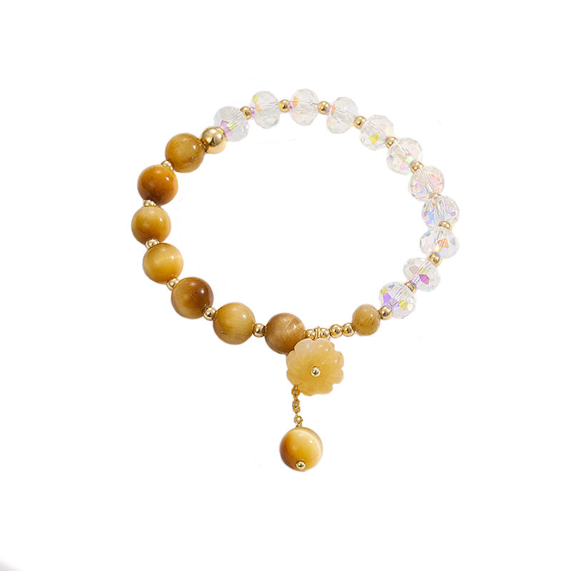 Natural Tiger Eye Pumpkin Charm Beaded Bracelet
