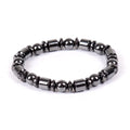 Hematite bracelet with polished black gemstone beads in a minimalist stretch design, grounding crystal jewelry for everyday style and energy balance