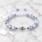 Howlite bracelet with white marble stone beads and adjustable cord design for calming crystal jewelry style