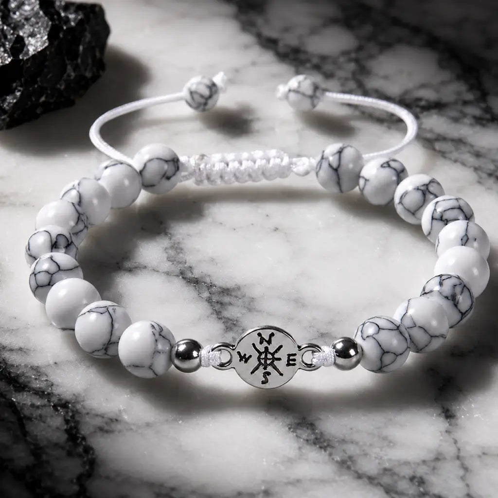 Howlite bracelet with premium marbled beads and adjustable cord for stylish healing crystal accessories