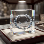 Howlite bracelet showcased in elegant luxury display box with marbled healing beads for premium gifting