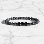 Labradorite and Obsidian bracelet crafted with polished gemstone beads for sleek everyday crystal fashion.