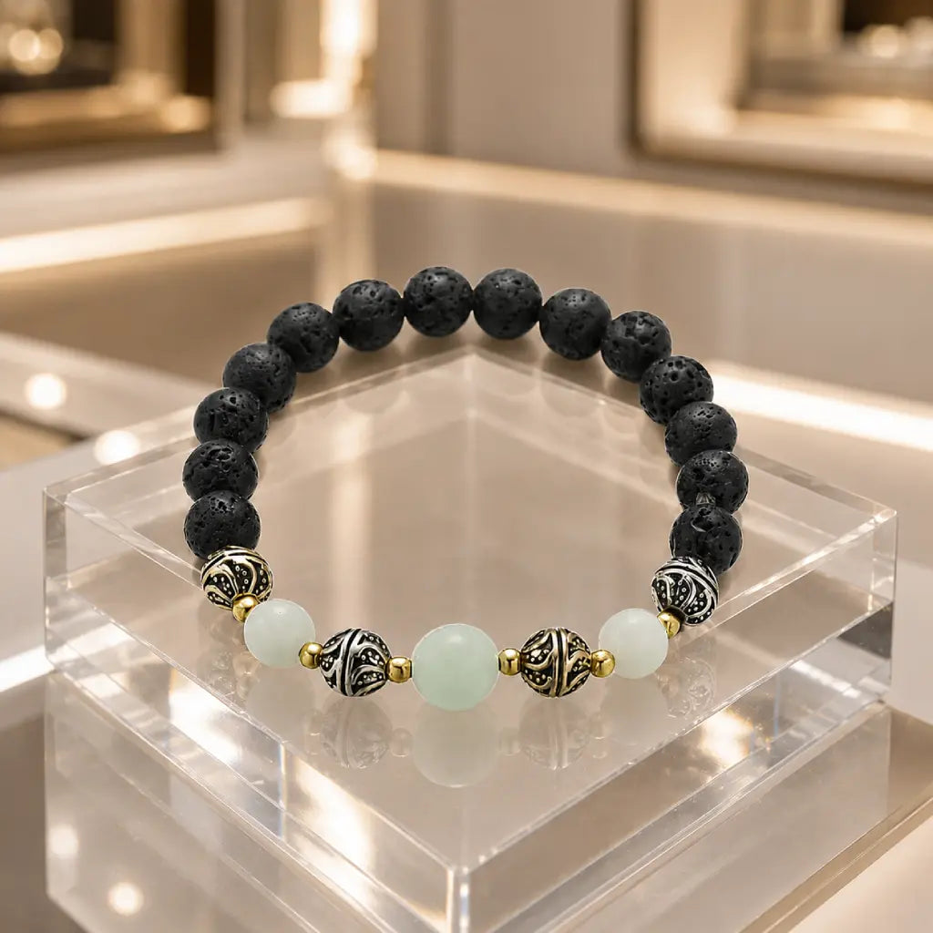 labradorite jewellery handcrafted lava bead bracelet with elegant crystal styling appeal
