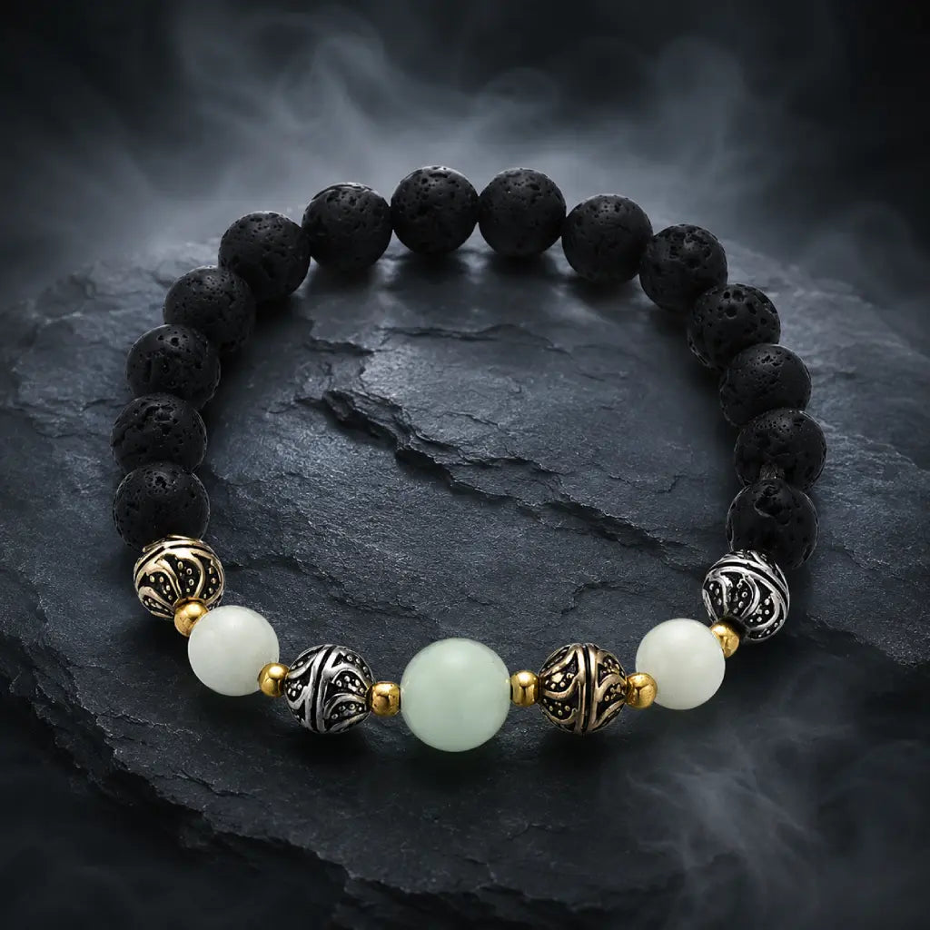 labradorite jewellery lava stone bracelet with elegant gemstone accents and calming energy appeal