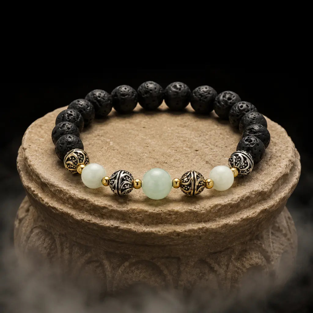 labradorite jewellery elegant lava bracelet with gemstone highlights for mindful fashion
