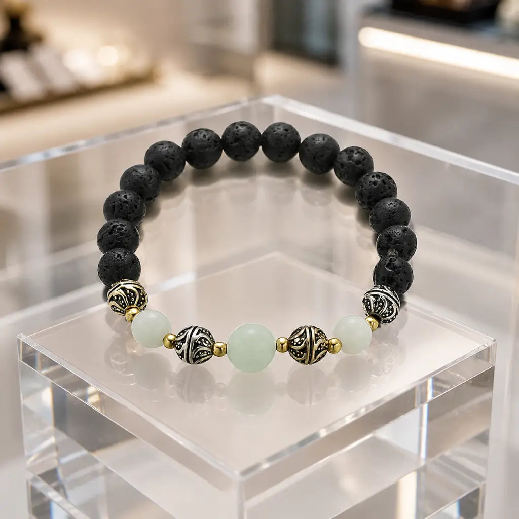 labradorite jewellery premium lava bracelet with polished gemstone accents for stylish wear