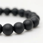Lapis Lazuli onyx bracelet product image featuring matte black onyx beads, a natural blue lapis lazuli centerpiece, and textured spacers.