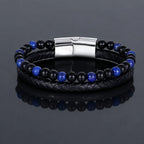 Lapis Lazuli bracelet featuring natural stone beads and braided leather delivers premium style appeal