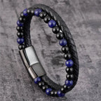 Lapis Lazuli bracelet featuring natural stone beads and woven leather delivers premium modern appeal