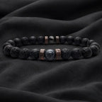 Lava labradorite bracelet featuring black volcanic stone beads and polished gemstone accents for modern style