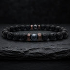 Lava labradorite bracelet featuring handcrafted lava rock beads and polished gemstone focal point for daily use