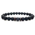 Lava labradorite bracelet product image with volcanic stone beads and polished crystal center for modern wear