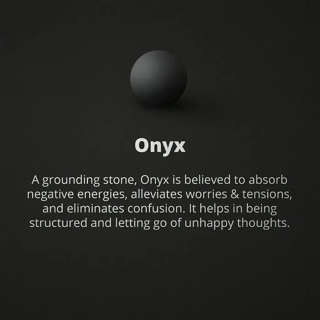 Lava onyx bracelet featuring porous black lava stone bead graphic on dark background, grounding style for calm wear