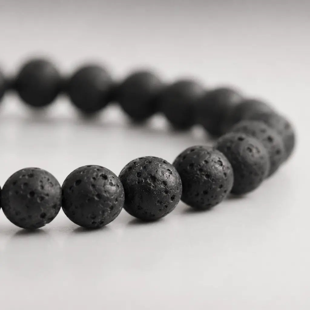 Lava Rock Lapis Lazuli bracelet showcasing authentic porous lava stone beads with smooth finish and exceptional handcrafted quality for daily wear.