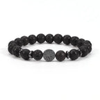 Lava stone bracelet isolated on white background showing volcanic bead jewelry for clean product visibility.