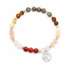 Leo crystal jewelry bracelet featuring healing gemstones and zodiac charm isolated on white background for online shopping.