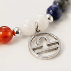 Libra zodiac Jewelry featuring silver Libra symbol charm with gemstone bracelet design for stylish zodiac expression