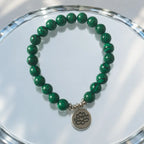 Lotus charm tigereye natural green bead bracelet with healing crystal style and calming spiritual appeal