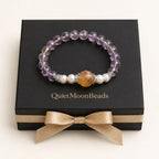 Natural ametrine citrine gemstone bracelet displayed on premium gift box with handcrafted crystal design.
