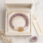 Natural ametrine citrine pearl bracelet in elegant jewelry box featuring healing stone craftsmanship.