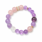 Natural Rose Quartz Amethyst Clear Quartz Crystal bracelet with pink and purple gemstones for elegant healing style.