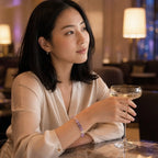 Natural Rose Quartz Amethyst Clear Quartz Crystal bracelet styled with modern fashion and elegant lifestyle appeal.