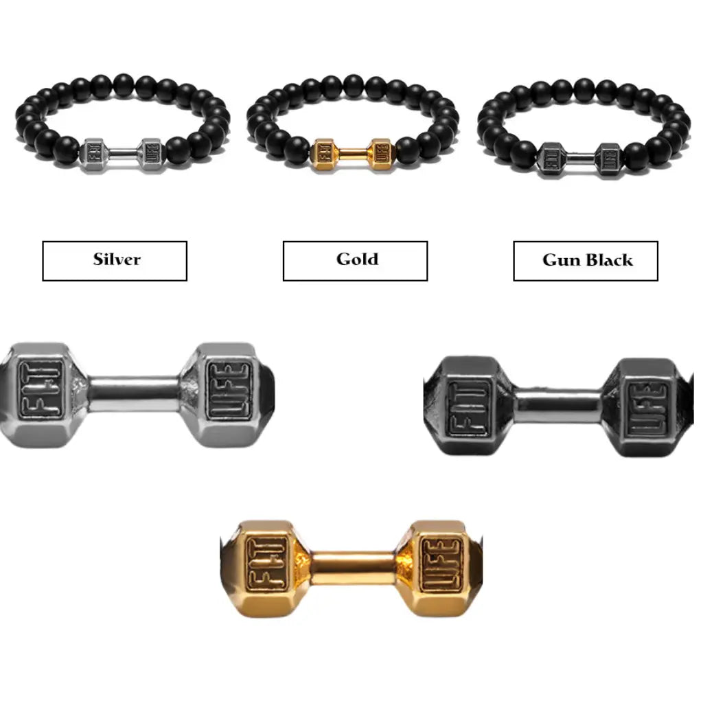 Onyx stone bracelet available in silver gold and black finishes, giving versatile style options for fitness lovers and modern jewelry fan