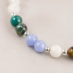 Pieces zodiac bracelet closeup featuring blue gemstone beads and premium crystal jewelry craftsmanship details