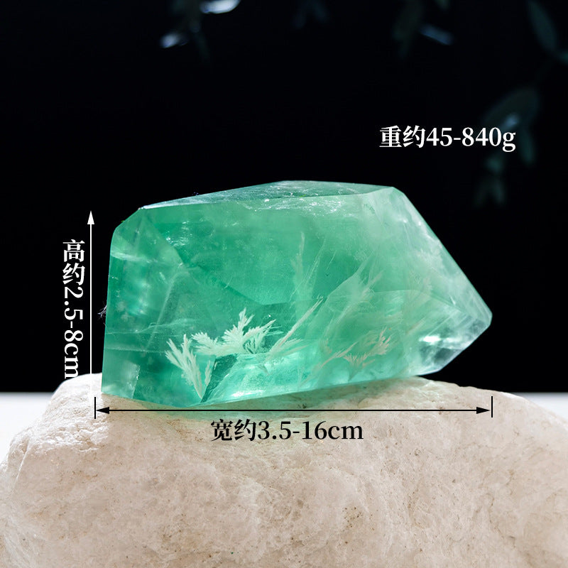 Raw fluorite crystal product photo features one natural stone in a random geometric shape, with visible fluorite mineral character for crystal decor, collecting, or meditation use.