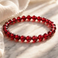 Red garnet jewelry healing bracelet with polished ruby beads, stylish spiritual accessory for positive energy