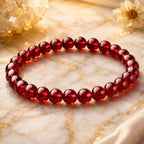 Red garnet jewelry crystal bracelet with radiant gemstone beads, premium wellness accessory for gift giving today
