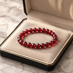 Red garnet jewelry luxury bracelet in elegant gift box, premium crystal accessory for timeless gifting moments
