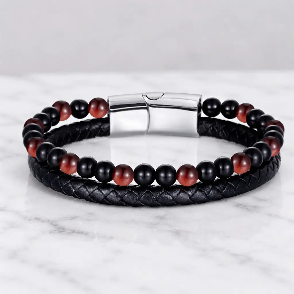 Red Tigereye bracelet with polished natural gemstone beads offers timeless luxury appeal