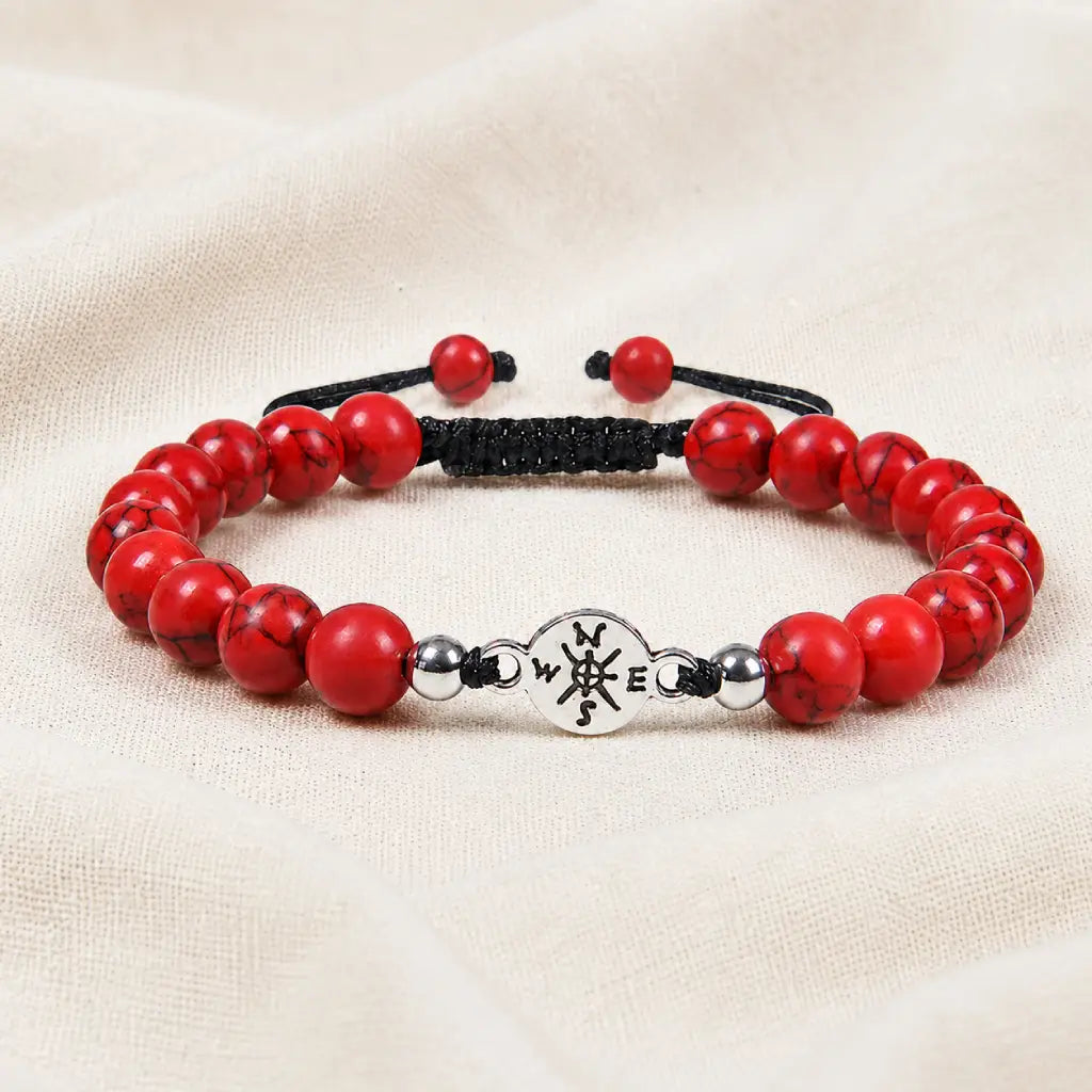 Red turquoise bracelet with polished gemstone beads and adjustable cord design for stylish everyday wear