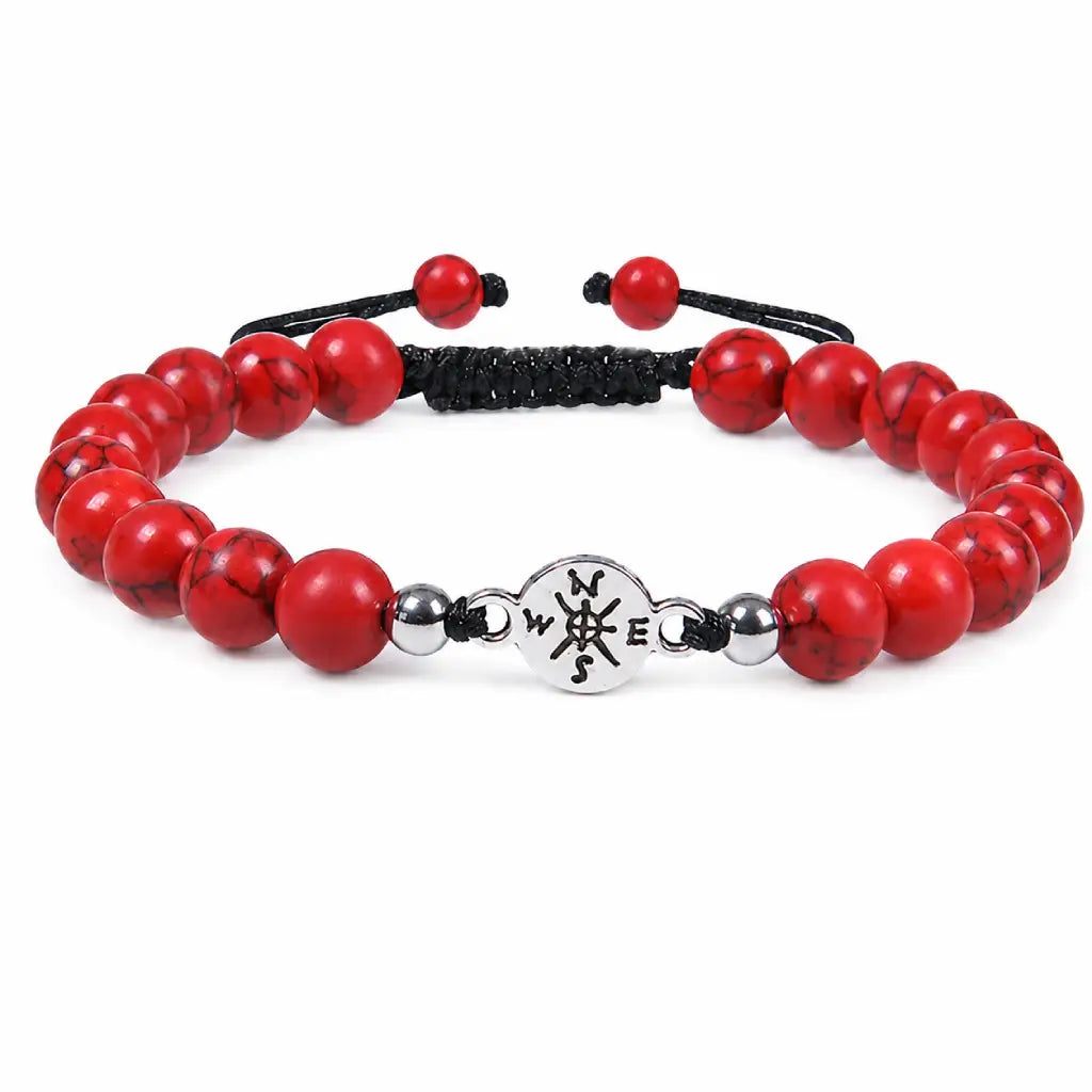 Red turquoise bracelet with vivid gemstone beads and adjustable cord for modern casual style