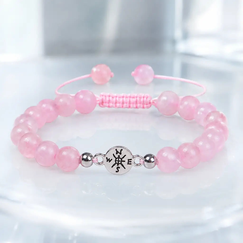 Rose Quartz luxury bracelet with luminous pink stone beads and silver accents for modern self care and mindfulness