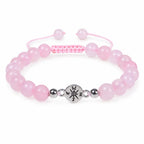 Rose Quartz Compass Bracelet with Adjustable Sliding Knot.