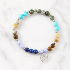 Sagittarius zodiac gemstone bracelet with colorful natural stones and silver charm, premium astrology jewelry gift