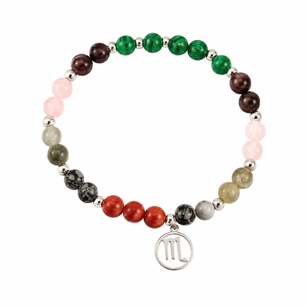 Scorpio crystal bracelet isolated on a white background, versatile astrology jewelry suitable for daily wear