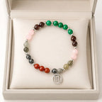 Scorpio crystal bracelet presented inside a gift box, colorful gemstone zodiac jewelry ready for special occasions