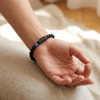 Scorpio Zodiac Bracelet worn on wrist during meditation, stylish healing jewelry encouraging mindfulness and emotional clarity
