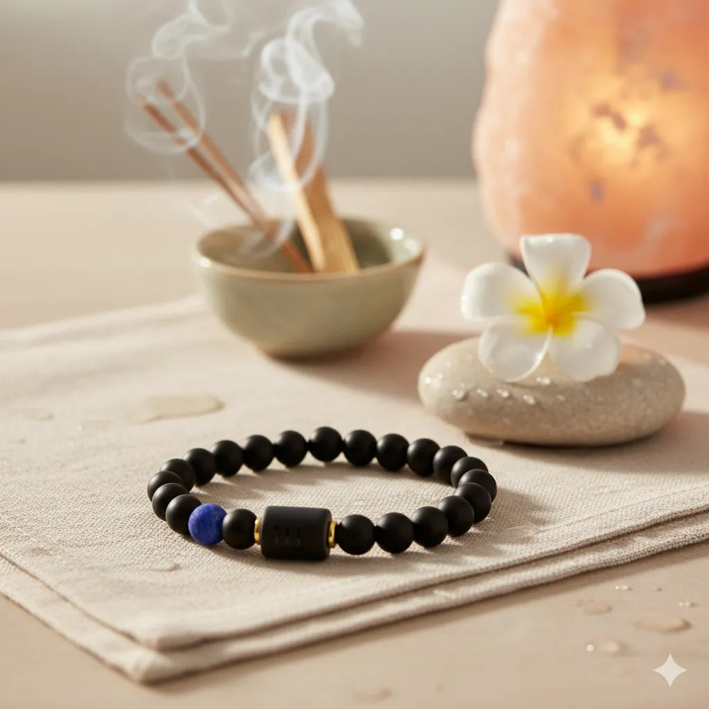 Scorpio Zodiac Bracelet near incense and essential oils, aromatherapy inspired jewelry supporting stress relief and calm focus daily