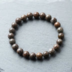 Snoflake bracelet premium brown speckled beads on gray stone, grounding gemstone accessory for everyday calm style