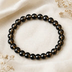 Tea crystal bracelet dark brown round bead bracelet on linen with dried flowers, luxe grounding gemstone gift set