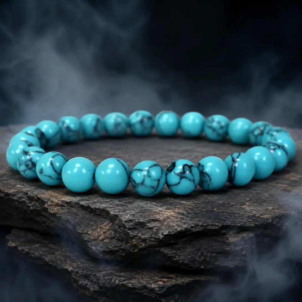 Teal howlite bracelet with polished gemstone beads and crystal jewelry styling for elegant daily wear appeal